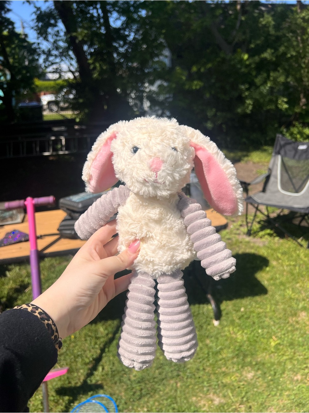 Plush Bunny Small Pet Toy - White and Pink